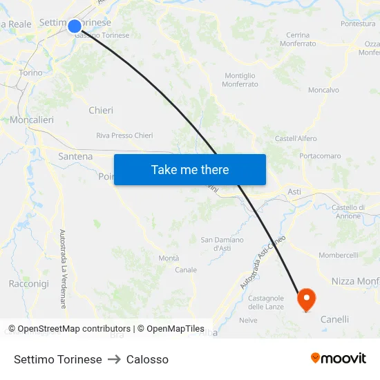 Settimo Torinese to Calosso map