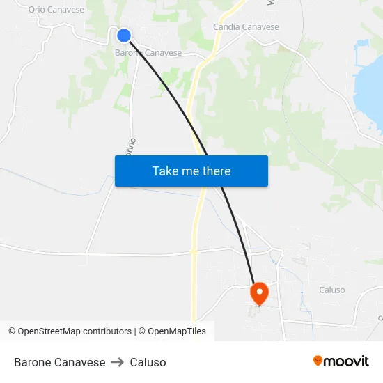 Barone Canavese to Caluso map