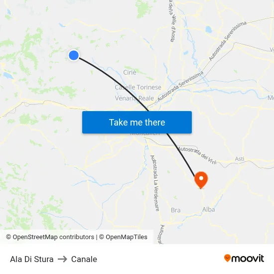 Ala Di Stura to Channel map