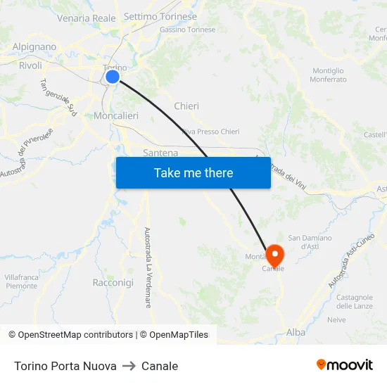 Turin Porta Nuova to Channel map