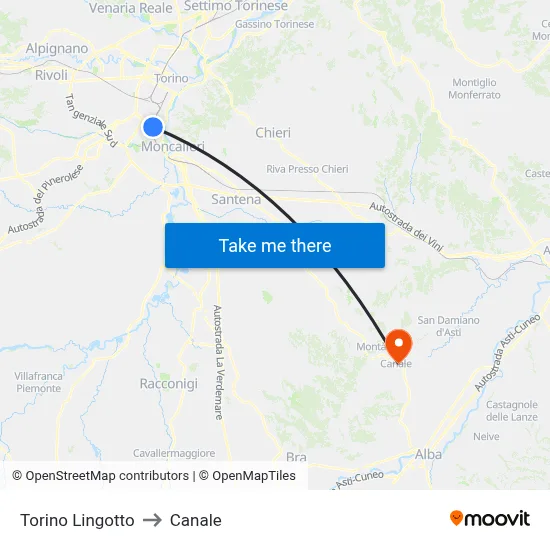 Turin Lingotto to Channel map