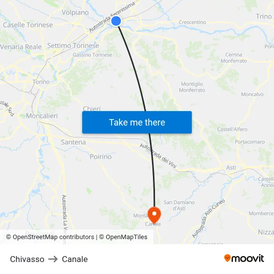 Chivasso to Channel map