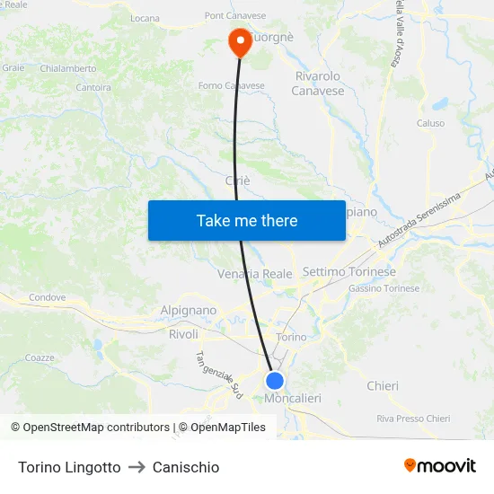 Turin Lingotto to Canischio map