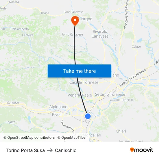 Turin Porta Susa to Canischio map