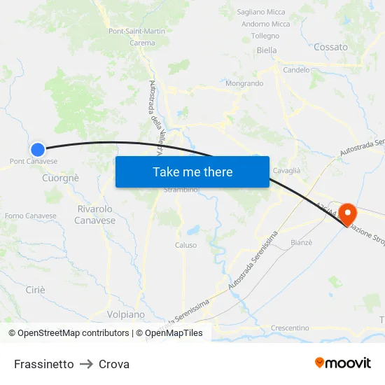 Frassinetto to Crova map