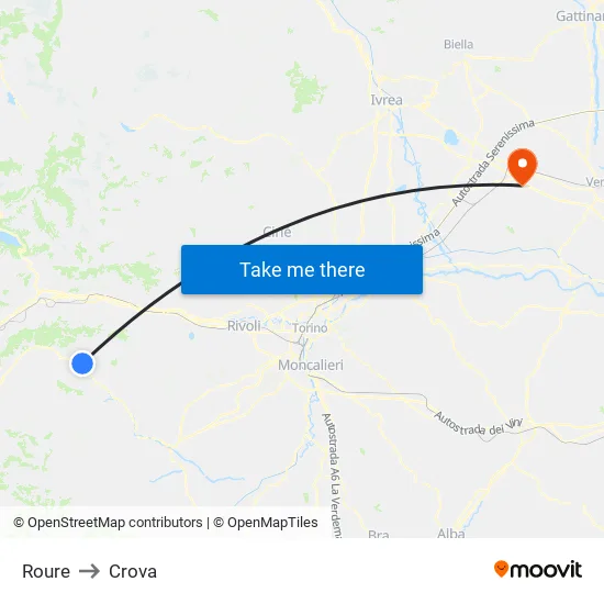 Roure to Crova map