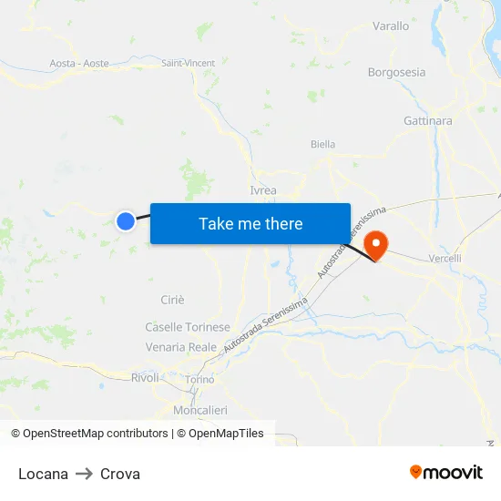 Locana to Crova map