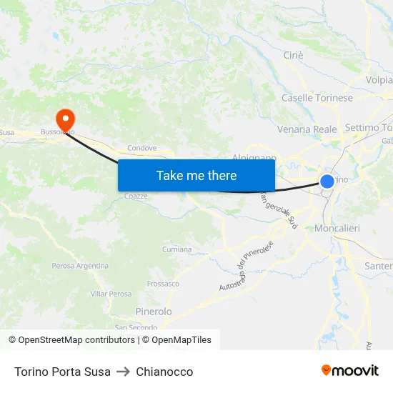 Turin Porta Susa to Chianocco map