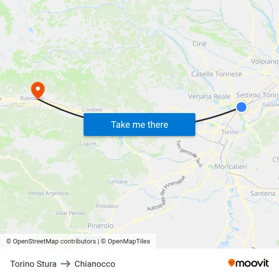 Turin Stura to Chianocco map