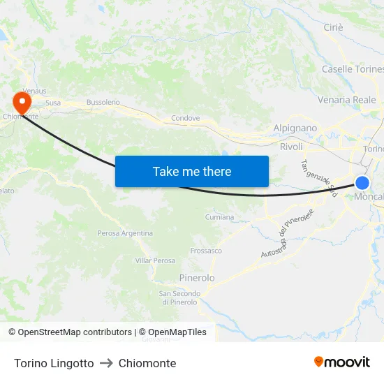 Turin Lingotto to Chiomonte map