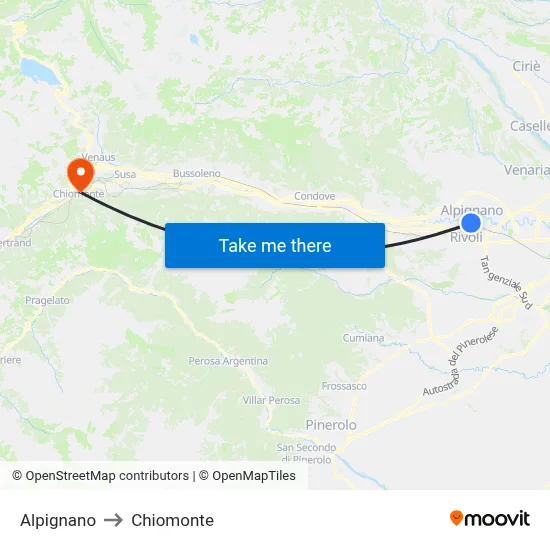 Alpignano to Chiomonte map