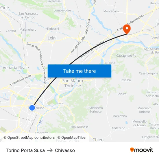 Turin Porta Susa to Chivasso map