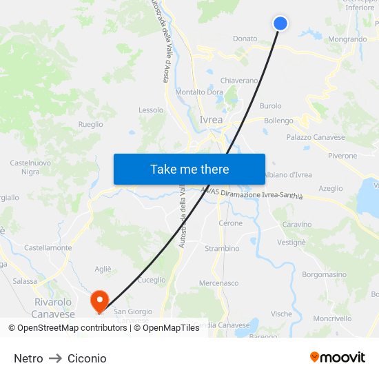 Netro to Ciconio map