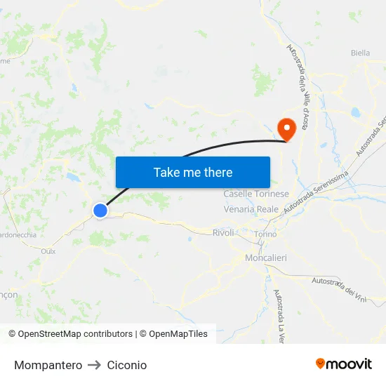 Mompantero to Ciconio map