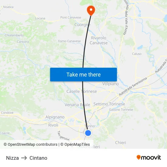 Nice to Cintano map