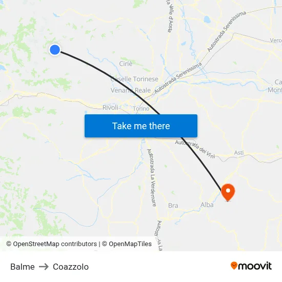 Balme to Coazzolo map