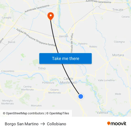 San Martino Village to Collobiano map