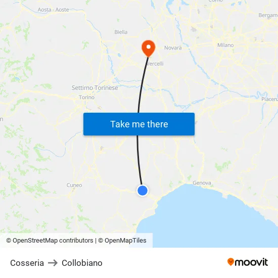 Cosseria to Collobiano map