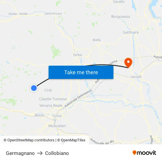 Germagnano to Collobiano map