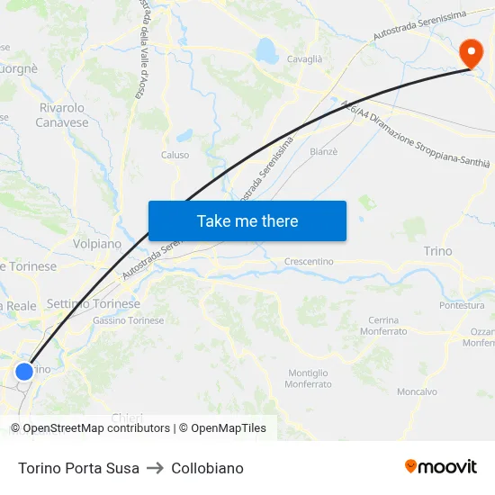 Turin Porta Susa to Collobiano map