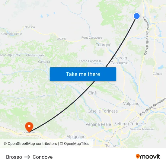 Brosso to Condove map