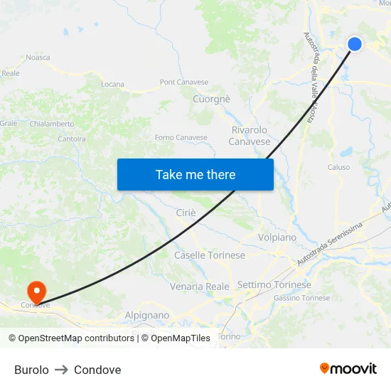 Burolo to Condove map