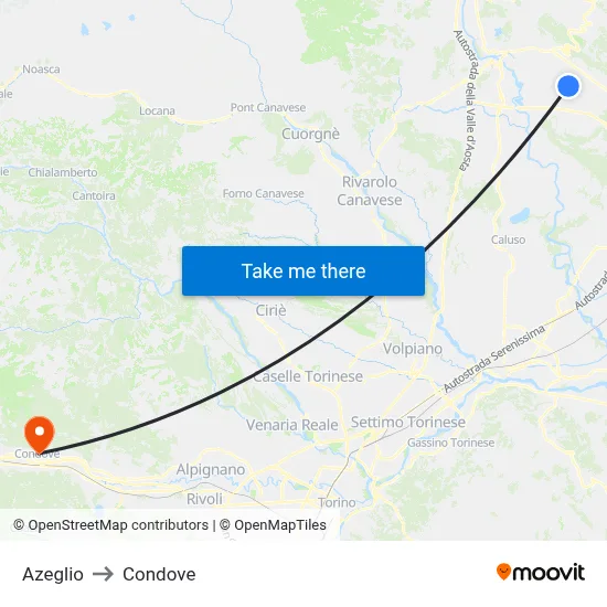 Azeglio to Condove map
