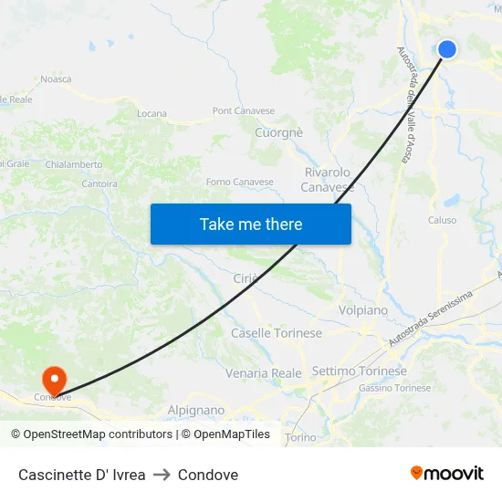 Cascinette D' Ivrea to Condove map