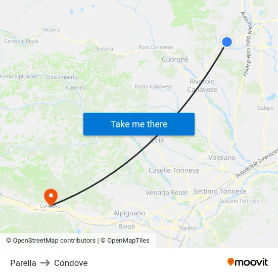 Parella to Condove map