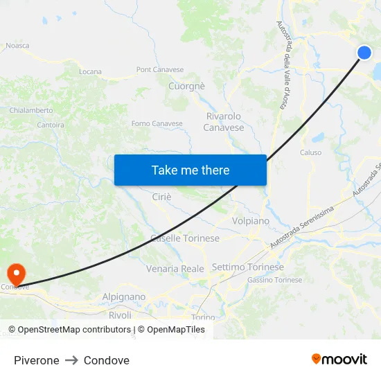 Piverone to Condove map