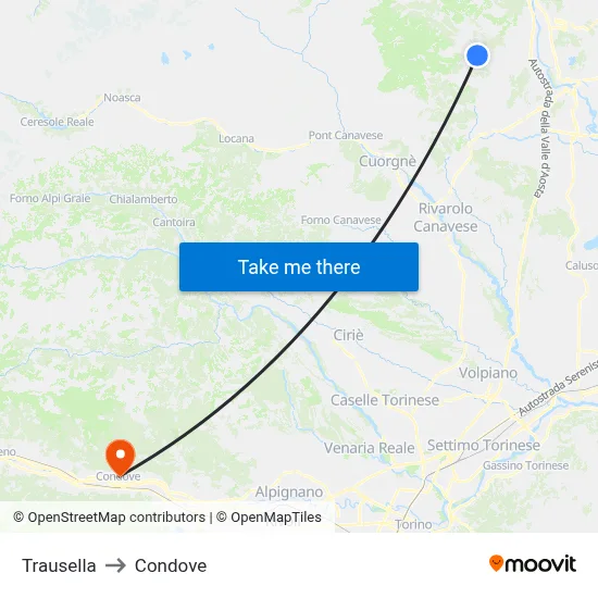 Trausella to Condove map