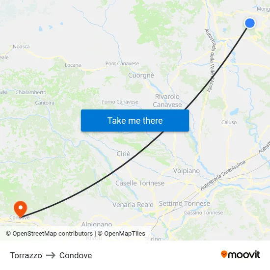 Torrazzo to Condove map