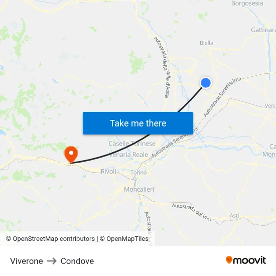 Viverone to Condove map