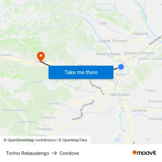 Turin Rebaudengo to Condove map