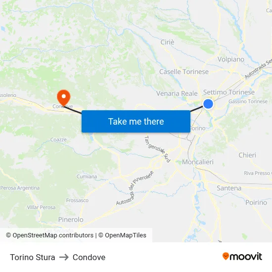 Turin Stura to Condove map
