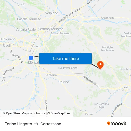 Turin Lingotto to Cortazzone map