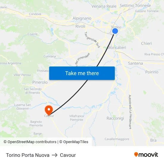 Turin Porta Nuova to Cavour map