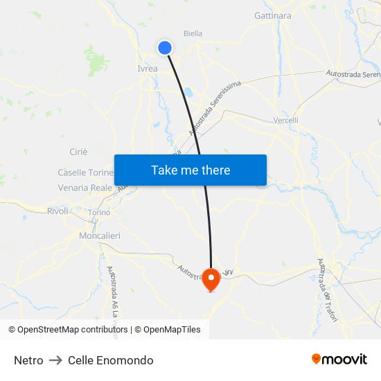 Netro to Celle Enomondo map