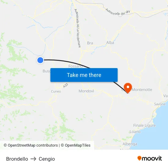 Brondello to Cengio map