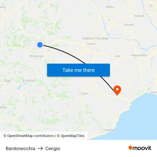 Bardonecchia to Cengio map