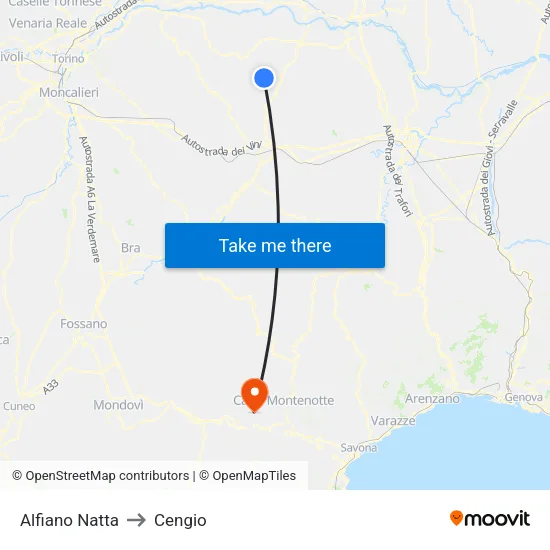 Alfiano Natta to Cengio map