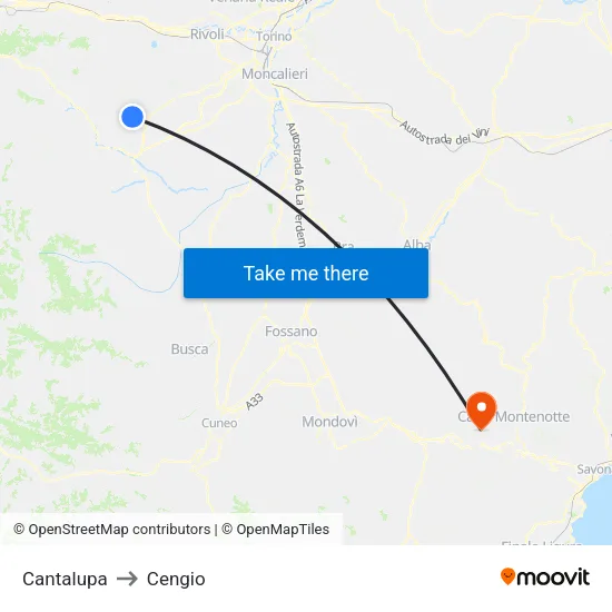 Cantalupa to Cengio map