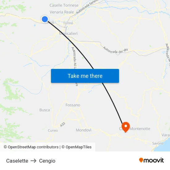 Caselette to Cengio map