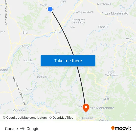 Canale to Cengio map
