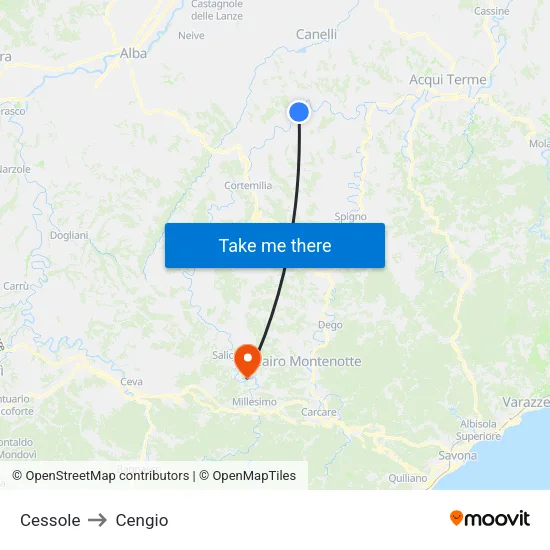 Cessole to Cengio map