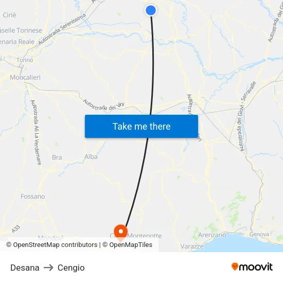 Desana to Cengio map