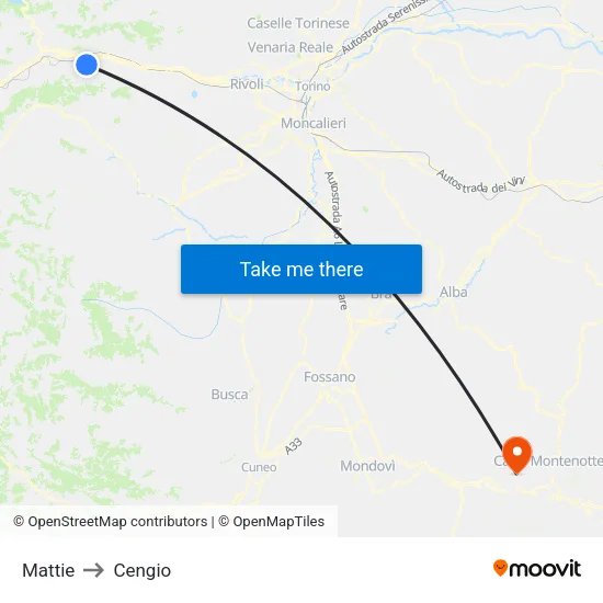 Mattie to Cengio map