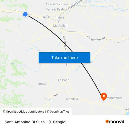 Sant' Antonino Di Susa to Cengio map