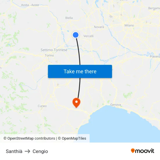Santhià to Cengio map