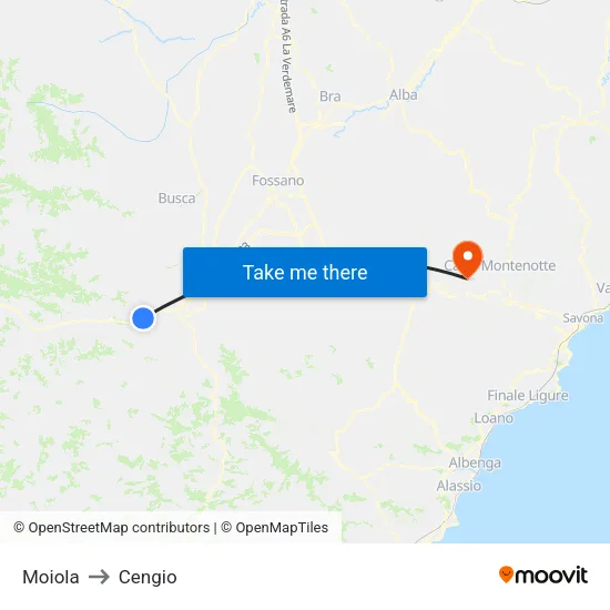 Moiola to Cengio map
